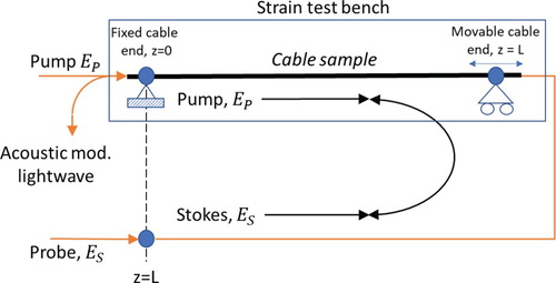Figure 6. Typical stimulated Brillouin measurement set-up for strain testing and characterization.