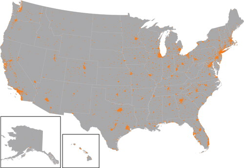 Figure 4 Distribution of U.S. retail centers (map not to scale).