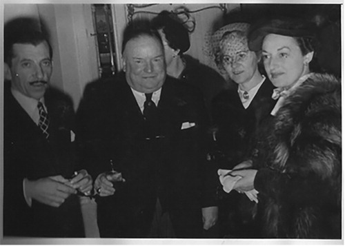 Figure 1 Dr Martínez Alonso (far left), Walter Starkie (second left) and Ramona de Vicente, Dr Martínez Alonso’s wife (far right), at a party in Madrid (1949). Photo courtesy of Patricia Martínez de Vicente.