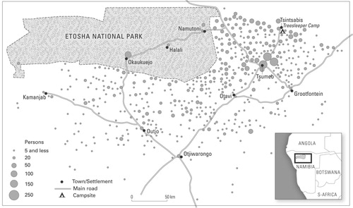 Map 1. Tsintsabis resettlement farm and Treesleeper.