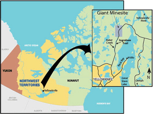 Fig. 1 Location of Giant Mine (Aboriginal Affairs and Northern Development Canada, 2010; copy of an official work published by the Government of Canada—not produced in affiliation with, or with the endorsement of the government of Canada).