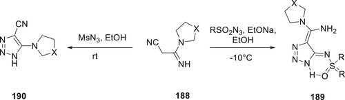 Scheme 43. Synthesis of 5-amino-1,2,3-triazoles.