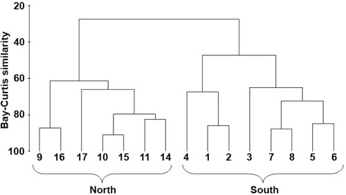 Fig. 7  Cluster analysis on the basis of samplings. The complete linkage was applied.