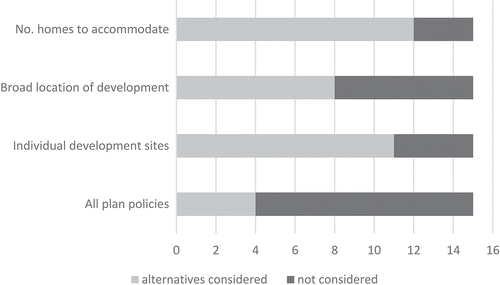 Figure 1. Main alternatives considered in SA/SEA reports.