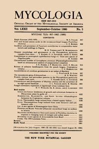 Cover image for Mycologia, Volume 72, Issue 5, 1980