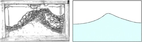 Figure 6. Snapshots of the standing wave stage, where the free surface is well identified.