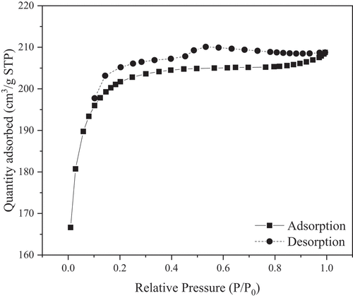 Figure 2. N2 adsorption–desorption isotherm of GAC media.
