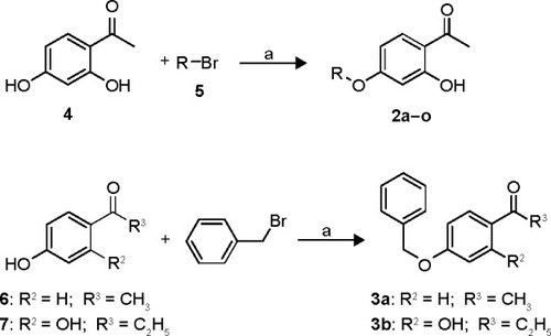 Figure 1 Synthetic route to the 2-acetylphenol analogs 2a–o and 3a–b.