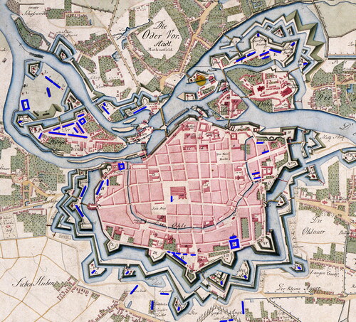 FIG. 11 Location of military buildings with various functions (by G. Podruczny on the plan of GStA SPK XI. HA, ref. E 72090, PDM 1.0 DEED).