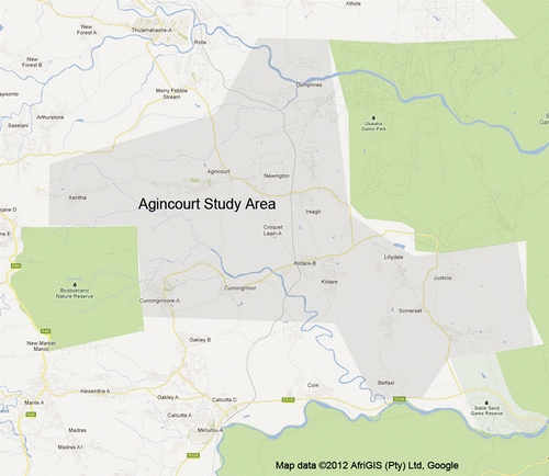 Figure 2. Boundary of the Agincourt HDSS study site in the subdistrict.