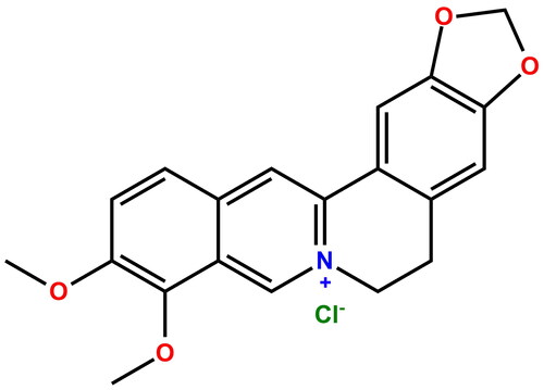 Figure 1. The chemical structure of berberine dye shown as the chloride salt.
