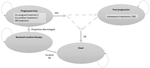 Figure 1. Model structure. Abbreviations. BSC, best supportive care; OS, overall survival; PFS, progression-free survival.