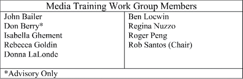 Figure 6. Members of the media training initiative work group.