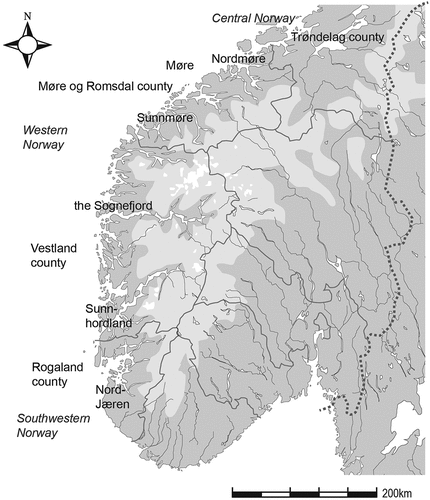 Figure 1. Map with place names and regions mentioned in the text. (Illustration: A.J.Nyland).