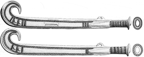 Figure 4. The scimitars from Rørby on eastern Zealand. After Aner and Kersten (Citation1976).