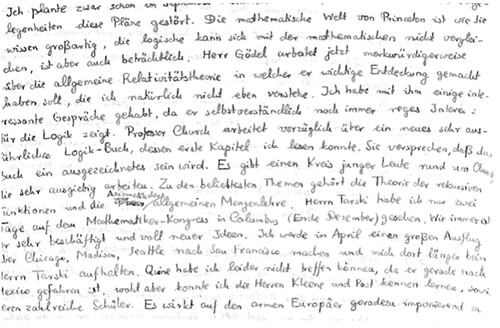 Figure 3. Letter from Andrzej Mostowski to Heinrich Scholz. 26.03.1949. Universitäts- und Landesbibliothek Münster. Nachlass Heinrich Scholz, Sig. 112,074.