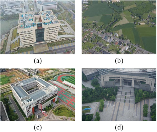 Figure 7. Images of four UAV scene (a) scene 1 (b) scene 2 (c) scene 3 (d) scene 4.