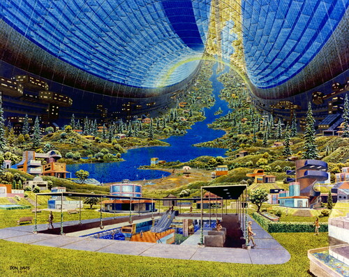 Figure 2. Stanford Torus interior, by Don Davis, courtesy of NASA. 1975.