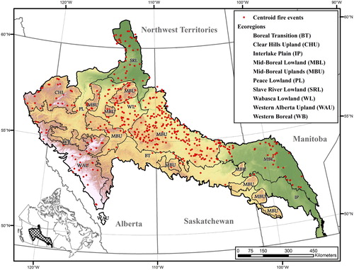 Figure 1. Fire sample across the boreal plains ecozone.