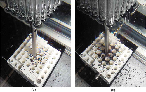 Fig. 13. Bundle tests at 8 MPa with (a) 9.1% and (b) 40.4% fuel dispersion.