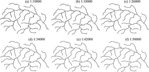Figure 7. Continuous generalization of river networks by DTW distance-based morphing method.