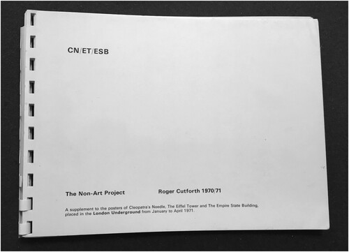 Figure 3. The Non-Art Project Roger Cutforth 1970/1971 A5 B/W artist’s book, front cover.