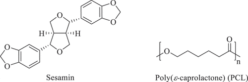 Figure 1. The chemical structures of sesamin and poly(ε-caprolactone) (PCL).