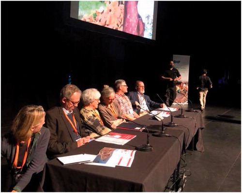 Figure 2. The summit’s expert heritage panel of (L to R) Meredith Wilson, Richard Mackay, Carmen Lawrence, Anita Smith, Steve Brown and Stephen Oxley.