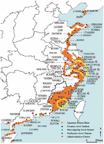 Figure 2. Map of pirates invasion range and citadel distribution.