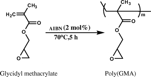 Scheme 3. Synthesis of poly(GMA) by solution polymerization.