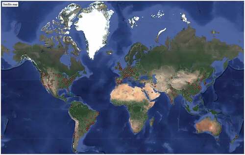 Figure 4. The global distribution of authors for GRSP research.