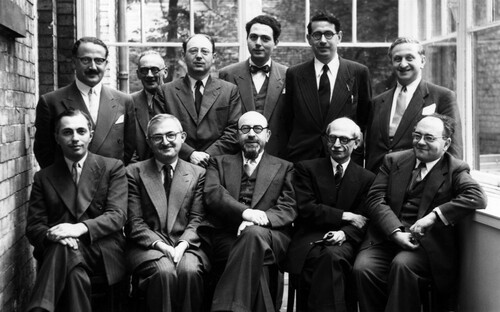 Figure 1. Institute of Jewish Studies, Manchester 1950s. Stern is second from right, standing.Footnote6