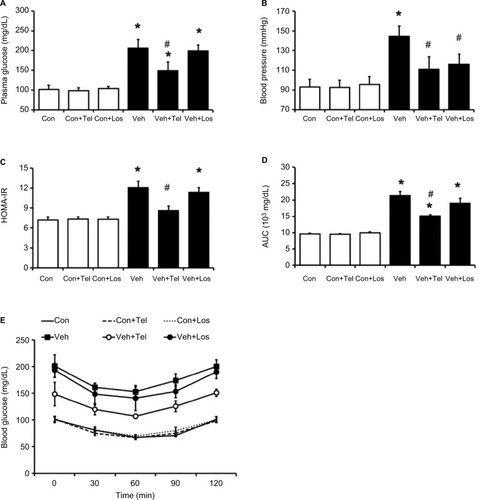 Figure 1 Effects of telmisartan or losartan on MS rats.