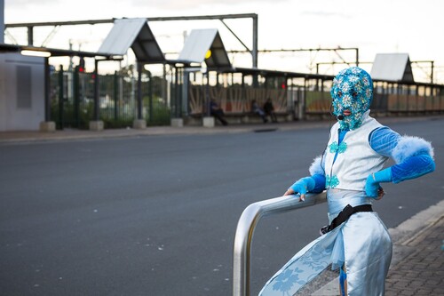 Figure 1. Bhenji Ra, Slay Your Oppressor(s), Citation2016. Live performance with Koco Carey and Davina Chor, presented as part of Swarm: Collective Actions on Queen, a project of Campbelltown Arts Centre curated by Branch Nebula. Photography: Document Photography. Courtesy Bhenji Ra and Campbelltown Arts Centre.