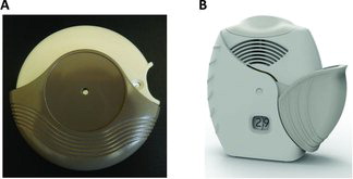 Figure 1.  Inhalers used in the study: a) DISKUS DPI, b) ELLIPTA DPI.