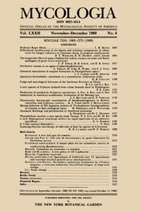 Cover image for Mycologia, Volume 72, Issue 6, 1980