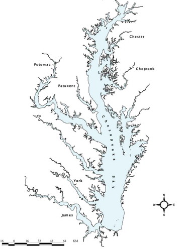 Figure 2. Tributaries of Chesapeake Bay from which blue crab samples were obtained during 2011.