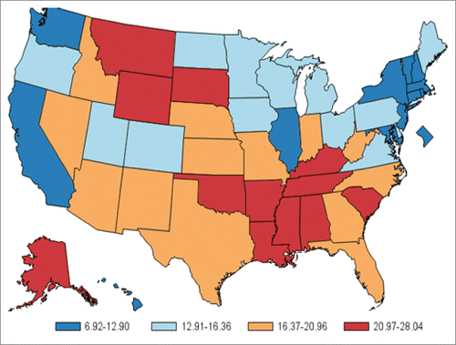 Figure 3. Unintentional Injury Death Rates per 100,000 People Aged Zero to 19 Years in the United States Between 2000 and 2006. Source: CDC38