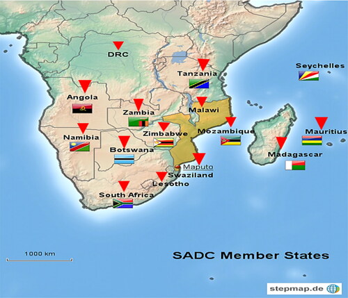 Figure 1. Map of the 14 Selected SADC Member States.Source: Google Maps, (2022).