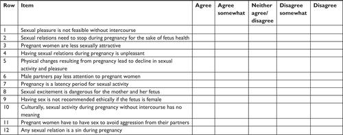 Figure S2 Questionnaire of attitudes toward sexual activity during pregnancy.