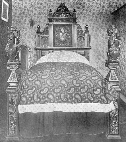 Fig. 19. George Shaw, bed in Bedroom over Hall at St Chad’s, Uppermill, in 1920. From Allen Mellor & Co., ‘St. Chad’s,’ Uppermill, Saddleworth, Yorks (Oldham 1920)Public Domain