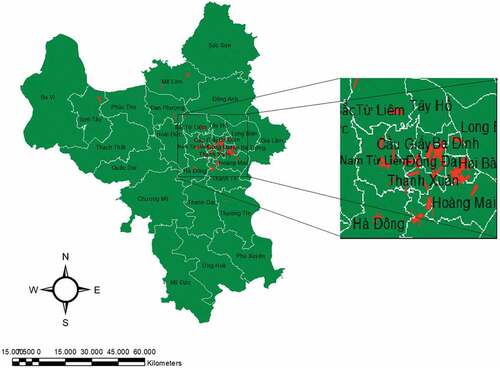 Figure 4. Distribution of risk clusters for pertussis transmission in Hanoi, Vietnam.