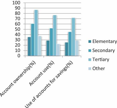 Figure A5. Formal account ownership and use by educational level.