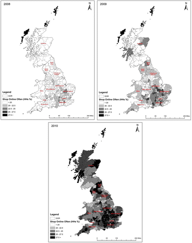 Figure 7. Frequent e-commerce usage by households in the UK, 2008–10.Source: Acxiom Research Opinion Poll (ROP).