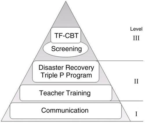 Fig. 1 The Queensland 2011 disaster stepped-care service provision model for children, adolescents, and families.
