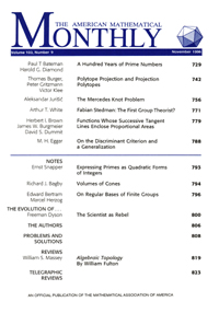 Cover image for The American Mathematical Monthly, Volume 103, Issue 9, 1996