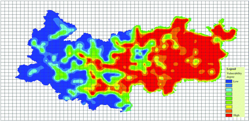 Figure 6.  The distribution of the vulnerability of hazard-affected bodies in regional typhoon disasters.