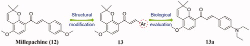 Figure 8. Benzopyran-chalcone compounds of millepachine and 13.
