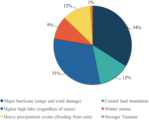 Figure 7. Answers to the question ‘What are the three biggest coastal hazard threats’ (n = 38 respondents).