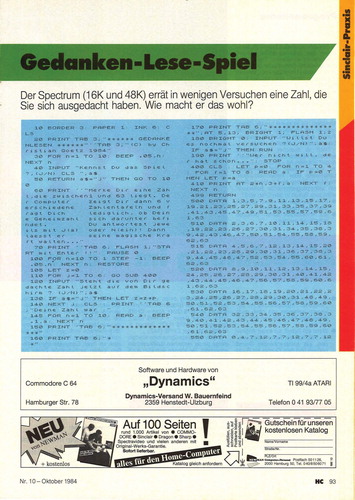 Figure 7. A page from a German home computer magazine with a part of a programme listing.